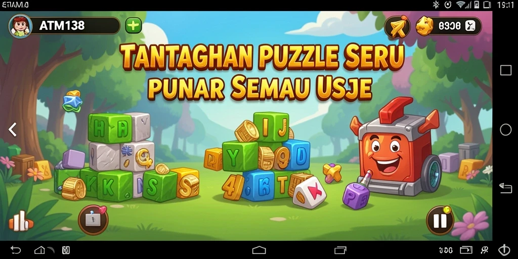 Screenshot gameplay ATM138 menunjukkan level puzzle yang menantang.
