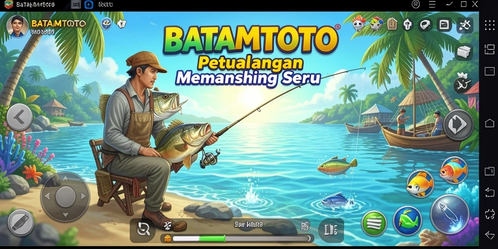 Tampilan seru gameplay memancing di BATAMTOTO dengan berbagai lokasi.