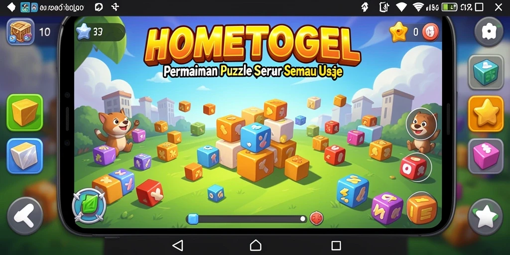 Screenshot gameplay HOMETOGEL menampilkan tantangan puzzle yang menarik.