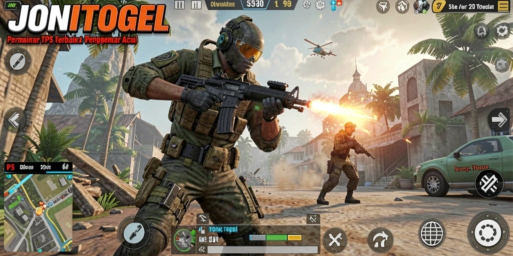 Screenshot utama JONITOGEL yang menampilkan aksi gameplay TPS yang mendebarkan.