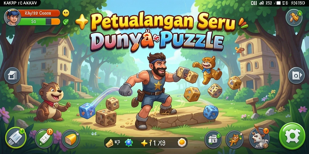 Tangkapan layar gameplay KAKRP yang menunjukkan tantangan puzzle.