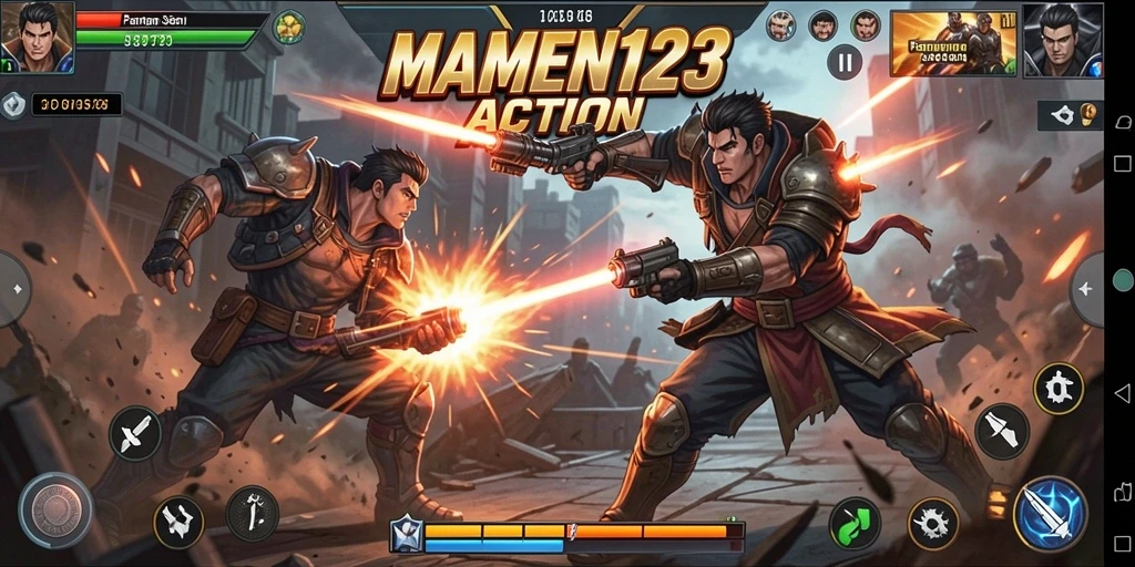 Tangkapan layar menunjukkan pertarungan epik dalam MAMEN123.