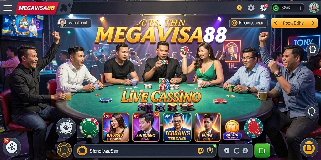 Screenshot MEGAVISA88 menampilkan dealer profesional dalam gameplay Live Casino.