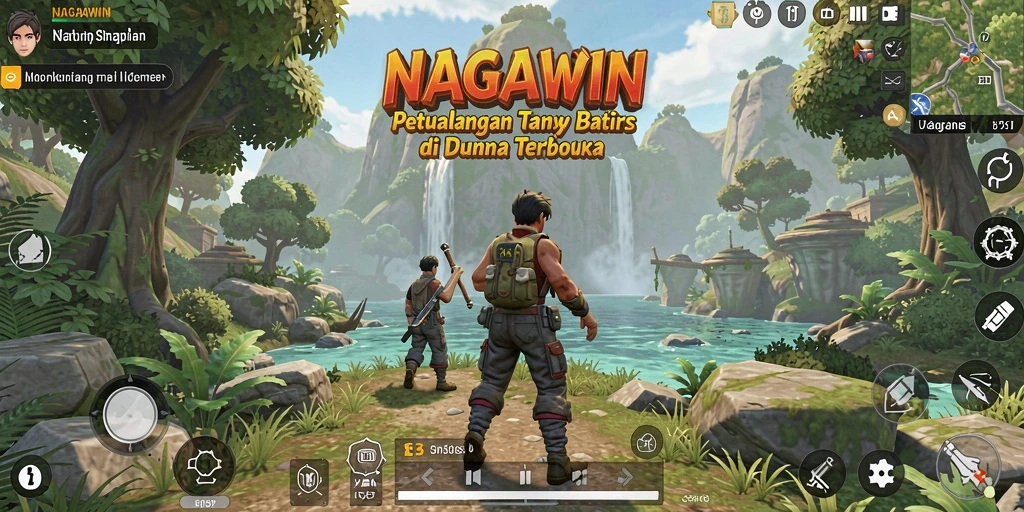 Screenshot dari gameplay NAGAWIN memperlihatkan dunia terbuka yang luas dan menakjubkan.