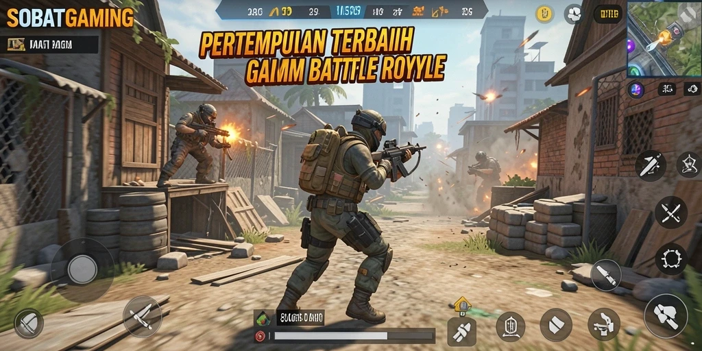 Tangkapan layar gameplay <strong>SOBATGAMING</strong> menampilkan aksi seru Battle Royale.