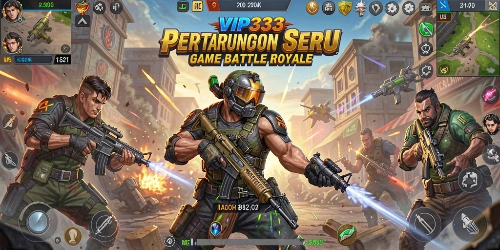 Tampilan gameplay VIP333 dalam pertarungan Battle Royale yang intens.